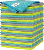 [FIXSMITH] Microfiber Cleaning Cloth - Pack of 24, Multi-Functional Cleaning Towels, Size: 12 x 16 in, Highly Absorbent Cleaning Rags, Lint-Free, Streak-Free Cleaning Cloths for Car Kitchen Home Office
