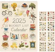 2025 Bucket List Calendar, 9 * 12 inch 12 Months Large Double spiral Wire-Binding Wall Calendar with Hook, Thick Paper, To-Do List & Notes, Wall Calendar for Planning or Organizing (A1)