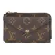 【Louis Vuitton 路易威登】LV M69431 Recto Verso花紋LOGO Monogram帆布搭牛皮3卡釦式卡片零錢包(咖啡x黑)