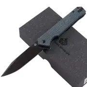 QSP Mamba Linerlock Folding Knife Blue Linen Micarta Handle D2 Tool Steel Blade