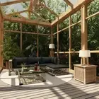 5 Pcs Garden Lounge Set Modular Outdoor Furniture PE Rattan Couch With Cushions