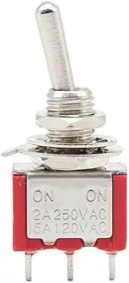 EKSIL 1/2PCS MTS-102 Red Toggle Switch Mini 3 PIN Switches 2/3 Position 6MM Latching Switch MTS-103 SPDT ON-Off -ON Waterproof Cap(MTS-102,2PCS)