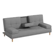 Casa Decor Mendoza 2 in 1 Sofa Bed Couch Pull Down Cupholder 3 Seats Futon Grey