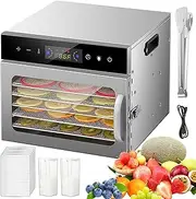 Food Dehydrator, 6 Tier Freeze Dryer Stainless Steel, Freeze Dryer Machine With Adjustable Temperature Control, 24h timer, Easy Clean, 2 Accessorie, For Drying Fruit, Meat, Vegetable 6tier