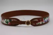 Salvatore Ferragamo FLORAL Brown Leather Belt Size 85