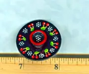 Dollhouse Miniature Hand Painted Chip n Dip Plate by Sue Ayers Black Cherrie # 5