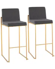 LumiSource Set of 2 Fuji High Back Bar Stools