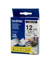 Brother TZe-231 / 12mm Black Text On White Laminated Labelling Tape - 8 Metres