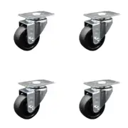 3.5 Inch Soft Rubber Wheel Swivel Top Plate Caster Set Service Caster Brand