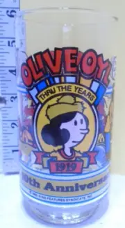 Olive Oyl Glass 10th Anniversary Collectors Series Popeyes Pepsi 1982 - Vintage