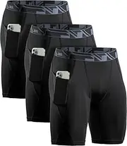 [ATHLIO] Men’s Compression Shorts 3 Pack | Quick Dry & Stretch Base Layer for Training