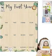 First Year Photo Display Board,Wooden Board for First Year Photo Display - 12 Months Photo Board | Wooden Photo Frame Monthly Milestone Photo Frame D Frame