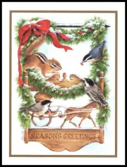 Greeting Card - Bird Chipmunk - Barbara Barth - Christmas 0783