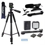 VIVITAR MICROPHONE + 36LED LIGHT +72" TRIPOD FOR CANON EOS REBEL 6D 7D 5D 80D