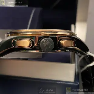 MASERATI手錶,編號R8873612016,46mm黑圓形精鋼錶殼,黑玫瑰金色三眼, 運動錶面,深黑色精鋼錶帶款