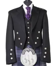 Men's Prince Charlie Kilt Jacket With Vest Tuxedo Wedding Jacket