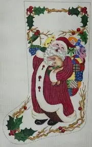 Hand-Painted Alice Peterson 22" SANTA TOYS CHRISTMAS STOCKING Needlepoint Canvas