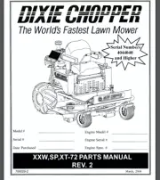 Dixie Chopper Mower XXW,SP,XT-72 Parts Manual 52 PGS 2004 #'s 4044040