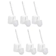 6PK Cleanlink Bathroom Plastic Toilet Cleaning Brush & Holder Pot Set White