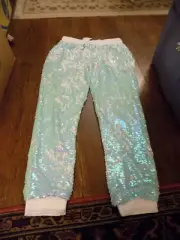 Metallic Sparkle Teal Sequin Mermaid Sweat Pants Sz XL 14/16 More Than Magic NWT
