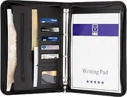 A4 Conference Folder Zipped Leather Portfolio Organiser Calculator Document Case