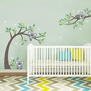 decalmile Koala and Tree Branch Wall Decals Dragonflies Koala Bear Kids Wall Stickers Baby Nursery Childrens Bedroom Wall Decor