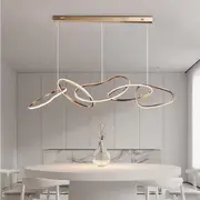 BAMDECOR Nordic Minimalist Rose Gold LED Pendant Light Adjustable Modern Ring Chandelier for Dining Room and Bar