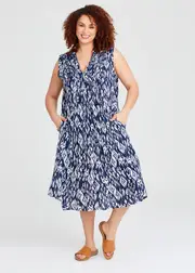 [TS] Taking Shape Fiesta Sleeveless Maxi Dress Size 16 in Ikat Print, Viscose - Plus Size Women's Clothing Ikat Print