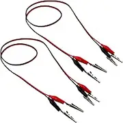Yenghome 2 Pair 1 Meter Electrical Cable Test Set with Alligator Clips Double-Ended 15A Jumper Wires for Electrical Testing