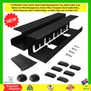 2 Pack Under Desk Cable Management Tray Metal Cable Tray Basket for Wire Managem