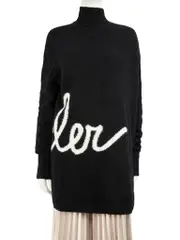Black Alpaca Knit Turtleneck Logo Jumper