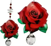 Red Rose Crystal Suncatcher rainbow window hanging sun catcher suncatchers