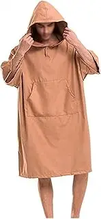 Changing Robe Swimming Towel, Beach Towel Wrap Windproof and Warm Diving Bathrobe, Quick-Drying Shawl Coffee Beach Bathrobe Sport Robe (Color : Brown, Size : One Size)