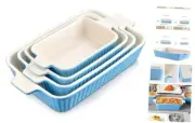 Casserole Dishes for Oven, Porcelain Baking Dishes, Set of 4-Rectangular Blue