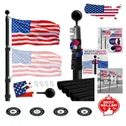 Durable 20FT Telescoping Flag Pole Kit with Rotating Clips for Smooth Flying