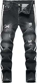 [Fredd Marshall] Boy's Black Skinny Ripped Destroyed Distressed Stretch Slim Fit Denim Jeans Pant