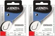 Set of 2 Packs of Tied Hooks Without rehooks, Fishing Hooks from Jenzi (20 Pieces), 50 cm Hook Size 4, 6, 8, 10, 12 and 14 depending on Selection + Free Petri Heil! Sticker