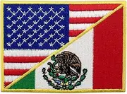 USA American United State Flag and Mexico Flag Patch Embroidered National Applique Iron On Sew On Emblem, Multi-Color