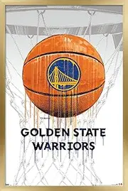 Trends International NBA Golden State Warriors - Drip Ball 20 Wall Poster, 14.725" x 22.375", Gold Framed Version
