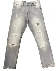 THREAD THEORY- Kids Knee Shred Jeans Grey