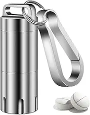 TISUR Titanium Waterproof Pill Bottle Small Pill Case Holder Box, Airtight Small Outdoor Storage Container to Hold Supplements