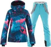 [HOTIAN] Women's Ski Jackets and Pants Set Windproof Waterproof Insulated Snowsuit Winter Warm Snowboarding Snow Coat SMN