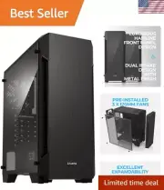 S3 - ATX Mid-Tower PC Case - Full Acrylic Side Panel - 3x Case Fan 120mm Pre-...
