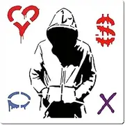 GORGECRAFT 12" Banksy Hoodie Man Stencils Reusable Love or Money Drawing Stencil DIY Crafts Template for Painting Wall Furniture Wood Paper Fabric Living Room Bathroom Home Decoration