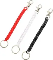 HOMOBABE 3Pcs Retractable Key Chain Spring Stretchy Coil Key Ring with Clasp Durable Key Rope for Keys Mobile Phones and More Transparent