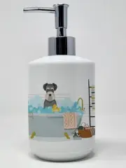 Salt Pepper Natural Ears Schnauzer Ceramic Soap Dispenser Hand Soap Dispenser