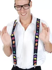 # Pacman Space Invaders 80s Suspender Braces Costume Accessory