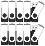 10 X mosDART 2GB Small Capacity USB2.0 Bulk Flash Drive Swivel Thumb Drives Zip Drive Memory Drive Jump Drives with Led Indicator,Black - 10Pack (Without Logo,NOT 128GB)