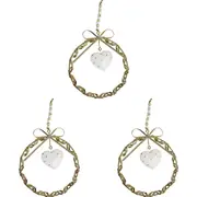 3x LVD Twist Wreath Heart Lrg Metal/Beads Hanging Ornament Decor 17x15cm Gold