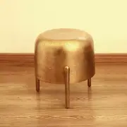 Gold Stylish Aluminum Brass Finish Unique Three Legged Side Table Home Decor